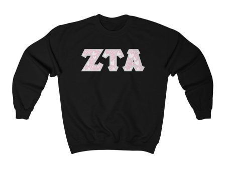 Zeta Tau Alpha Printed Letters | Chalky Hearts Crewneck Discount