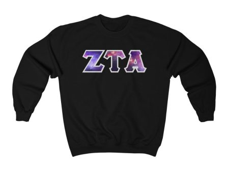 Zeta Tau Alpha Printed Letters | Galaxy Crewneck Supply