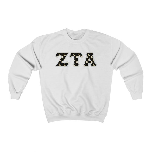 Zeta Tau Alpha Printed Letters | Sun and Moon Crewneck Online now