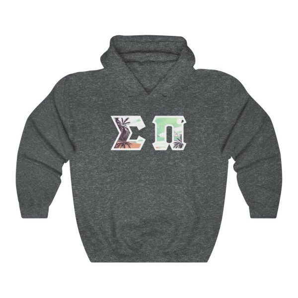 Sigma Pi Printed Letter Hoodie | Tropical Pattern Hot on Sale