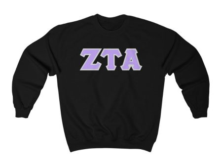 ZTA Printed Letters | Violet with Grey Border Crewneck Cheap