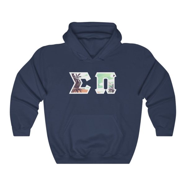 Sigma Pi Printed Letter Hoodie | Tropical Pattern Hot on Sale