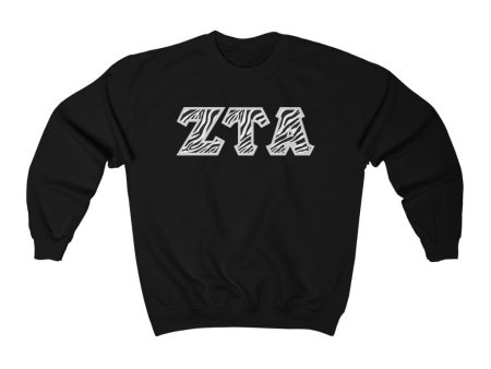 Zeta Tau Alpha Printed Letters | Zebra Print Crewneck Supply