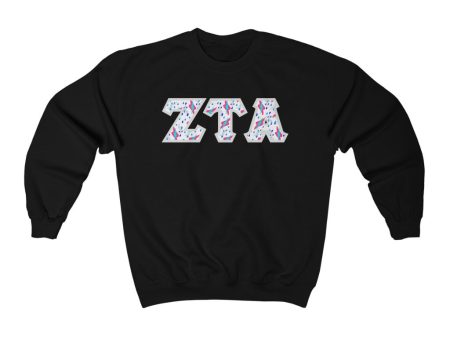 Zeta Tau Alpha Printed Letters | Bayside White Crewneck Online now