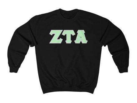 ZTA Printed Letters | Mint with Grey Border Crewneck Online