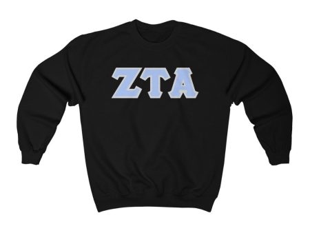 ZTA Printed Letters | Pastel Blue with Grey Border Crewneck Online Sale