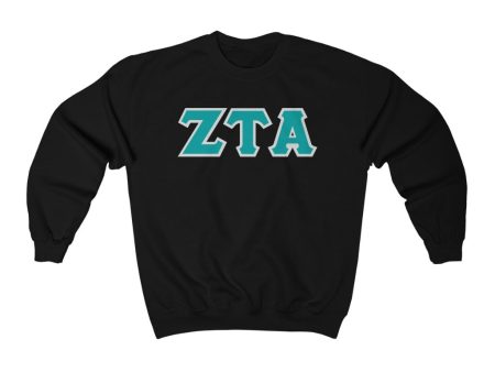 ZTA Printed Letters | Turquoise with Grey Border Crewneck Online